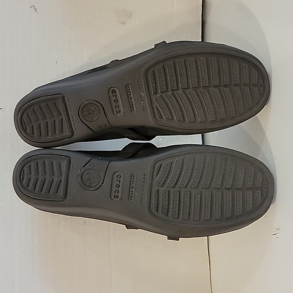 CROCS BROWN LEATHER PATRICIA SLIP ON SHOES (sz 10) - Picture 6 of 6